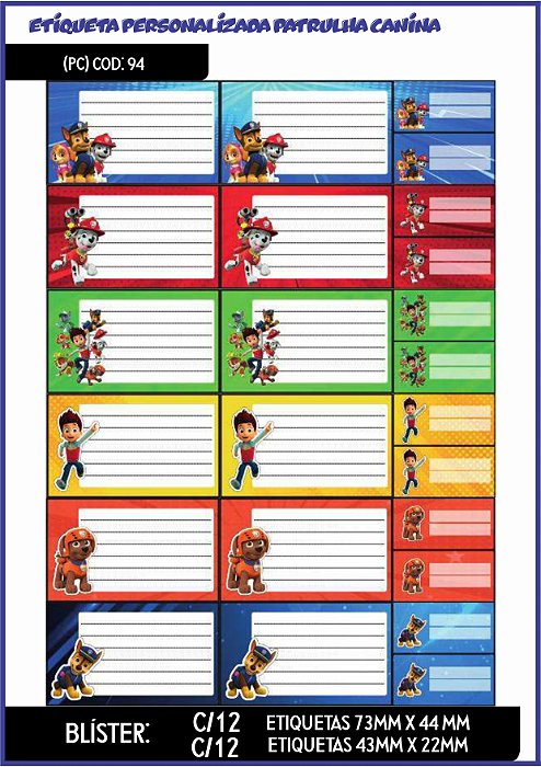 ETIQUETA PERSONALIZADA PC C/24