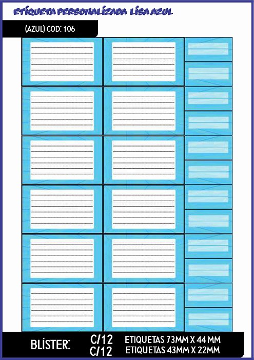 ETIQUETA PERSONALIZADA AZUL C/24