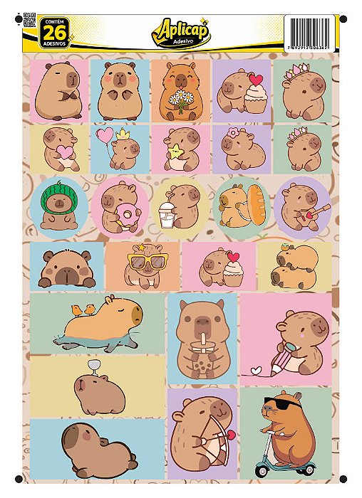 APLICAP STIKER A4 CAPIVARA 01 BLISTER C/26 ADESIVOS