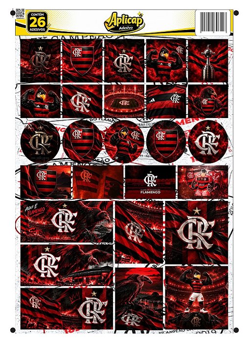 APLICAP STIKER A4 FLAMENGO 01 BLISTER C/26 ADESIVOS