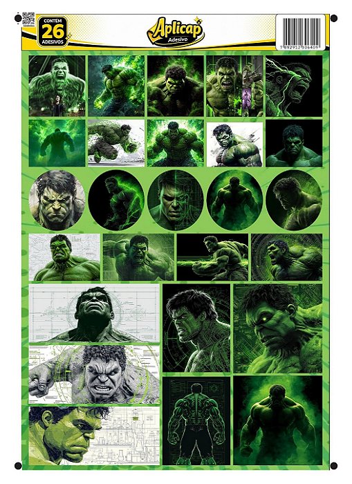 APLICAP STIKER A4 HULK 01 BLISTER C/26 ADESIVOS