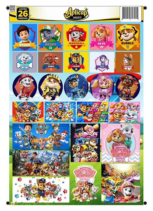 APLICAP STIKER A4 PATRULHA CANINA 01 BLISTER C/26 ADESIVOS