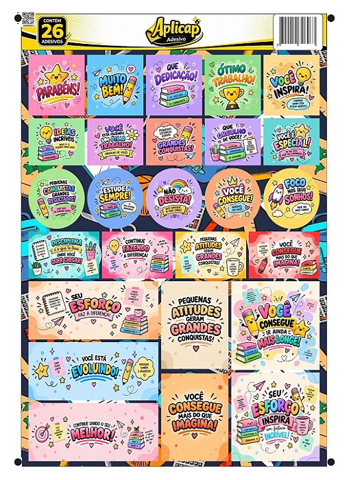 APLICAP STIKER A4 PEDAGOGICO 1 01 BLISTER C/26 ADESIVOS