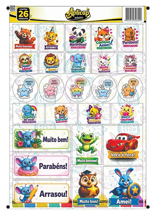 APLICAP STIKER A4 PEDAGOGICO 2 01 BLISTER C/26 ADESIVOS