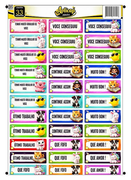 APLICAP STIKER A4 PEDAGOGICO 4 01 BLISTER C/26 ADESIVOS