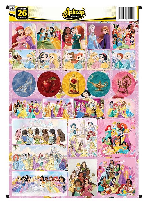 APLICAP STIKER A4 PRINCESAS 01 BLISTER C/26 ADESIVOS