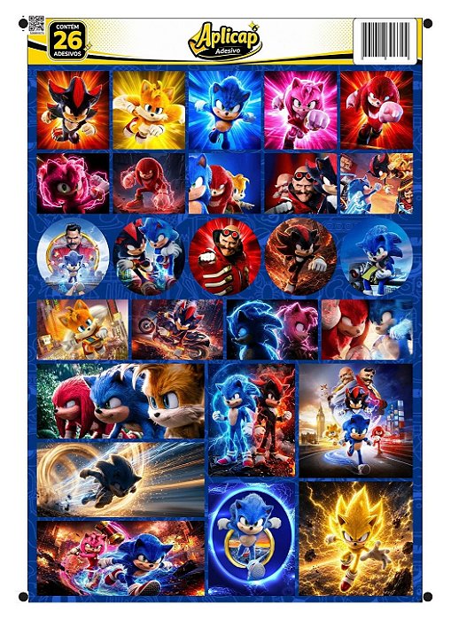 APLICAP STIKER A4 SONIC 01 BLISTER C/26 ADESIVOS