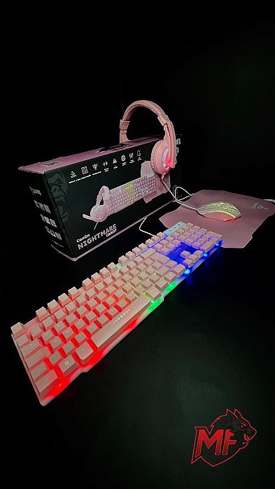 Kit Gamer Clanm Nightmare Candy Teclado Mouse Headset Mousepad