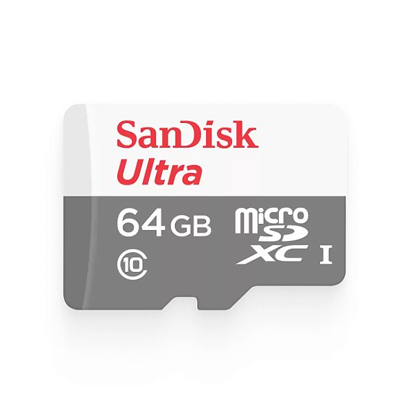 Cartão de Memória MicroSD 64GB, SanDisk Ultra UHS-I, com Adaptador 100MB/s - Classe 10 - SDSQUNR-064G-GN3MA