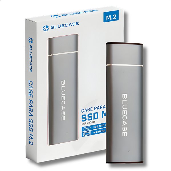 Case Para SSD M.2 NVMe, 2.5'', Bluecase, USB Tipo-C, Preto - BCPN2C-01