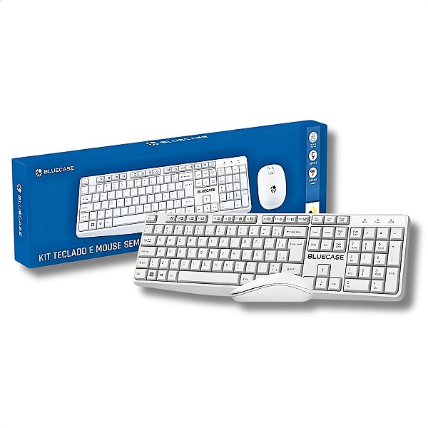 Combo 2X1 (Teclado+Mouse) Sem Fio, Bluecase, Wireless, 2.4GHz, Branco - BMTW01