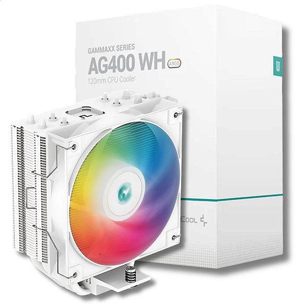 Cooler Air Processador Universal, DeepCool Gammaxx, 2000 RPM, ARGB, 120mm, Branco - AG400 WH