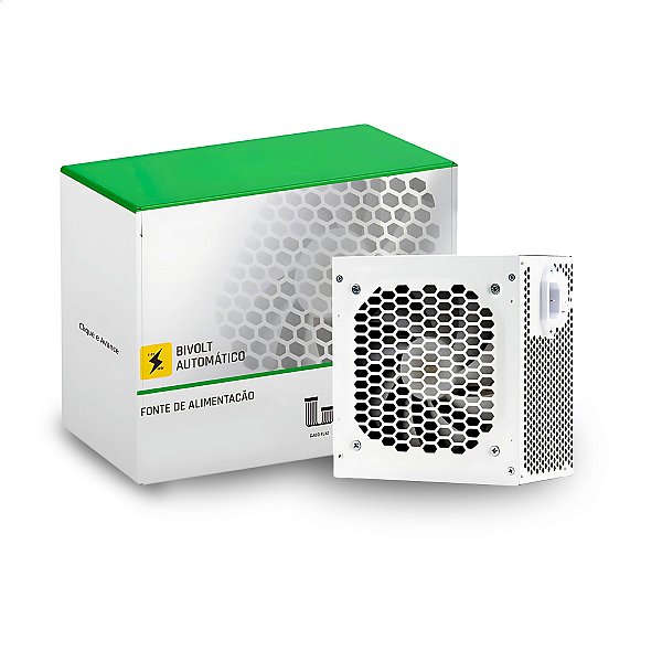 Fonte ATX 500W, Bluecase, Bivolt Automático, Com Cabo (Força+Flat), CPU 12V (4+4 Pinos), Branco - BLU500-ATPS2W