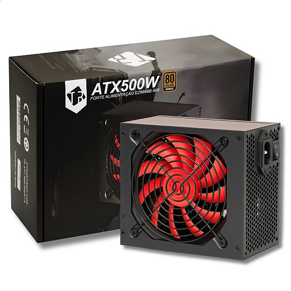 Fonte ATX 500W, Tronos, 80 Plus Bronze, PFC Ativo, Bivolt Automático, Com Cabo, Preto - TRS/500-80PLUS/B