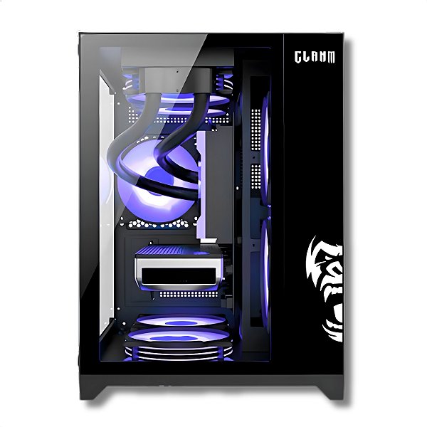 Gabinete Gamer Aquário Com 5 FANS RGB, Clanm Grodd Night, Micro-ATX/ITX, Vidro Temperado, Preto
