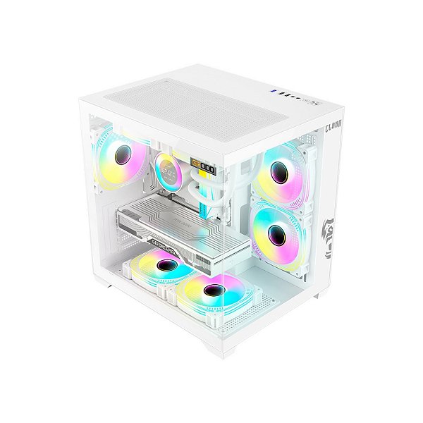 Gabinete Gamer Aquário, Clanm Grodd Snow, Micro-ATX/ITX, Vidro Temperado, Branco