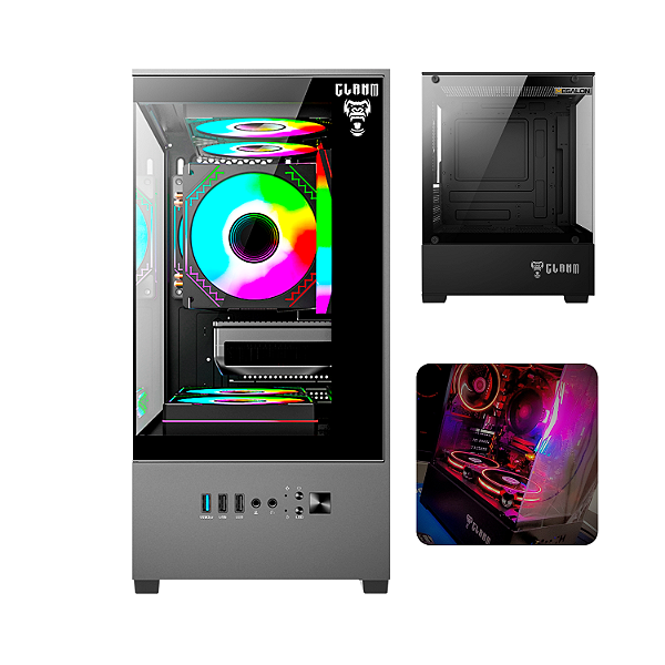 Gabinete Gamer Aquário, Clanm Megalon Night, Micro-ATX/ITX, Vidro Temperado Frontal/Lateral, Preto