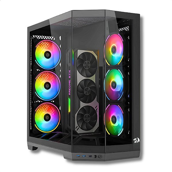 Gabinete Gamer Aquário, Redragon Edge, ATX/Micro-ATX/Mini-ITX, Vidro Temperado Preto - CA-608B