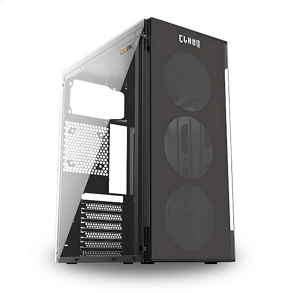 Gabinete Gamer Mid Tower, Clanm Smog, ATX/Micro-ATX/Mini-ITX, Vidro Temperado Frontal/Lateral, Preto