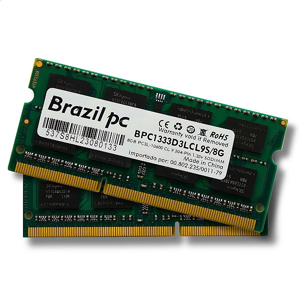 Memória RAM Para Notebook DDR3, 8GB, 1333MHz, Brazil PC, CL9, Verde, OEM - BPC1333D3LCL9S/8G