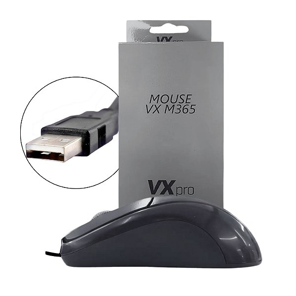 Mouse Óptico Com Fio, VX PRO, 1000 DPI, USB, Preto - M365