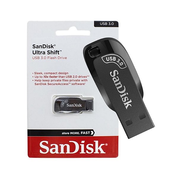 Pendrive 32GB, Sandisk Ultra Shift Z410, USB 3.0, Preto - SDCZ410-032G-G46