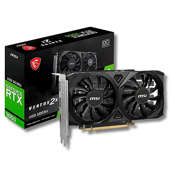 Placa de Vídeo 6GB GDDR6, MSI VENTUS 2X, RTX3050, NVIDIA GeForce, DP 1.4a / HDMI 2.1 x 2 - 912-V812-060