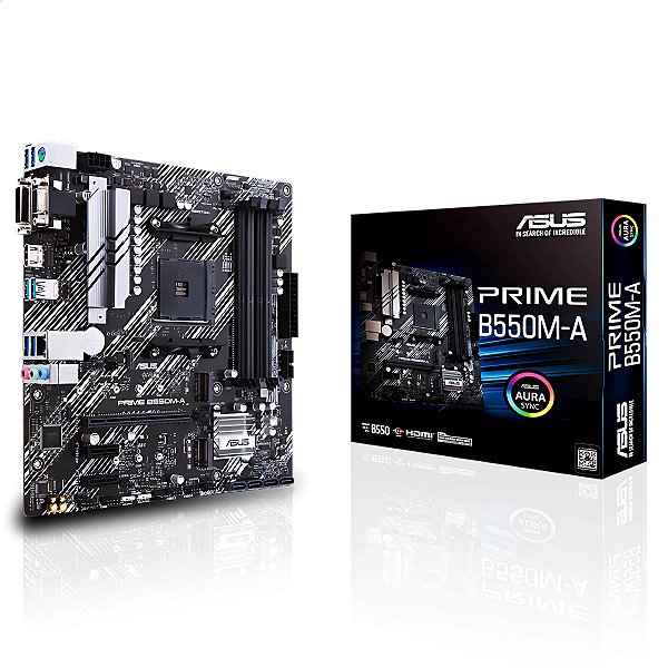 Placa-Mãe B550M-A, ASUS Prime, AMD AM4, mATX, DDR4, Aura Sync RGB, Preto - 90MB14I0-M0EAY0