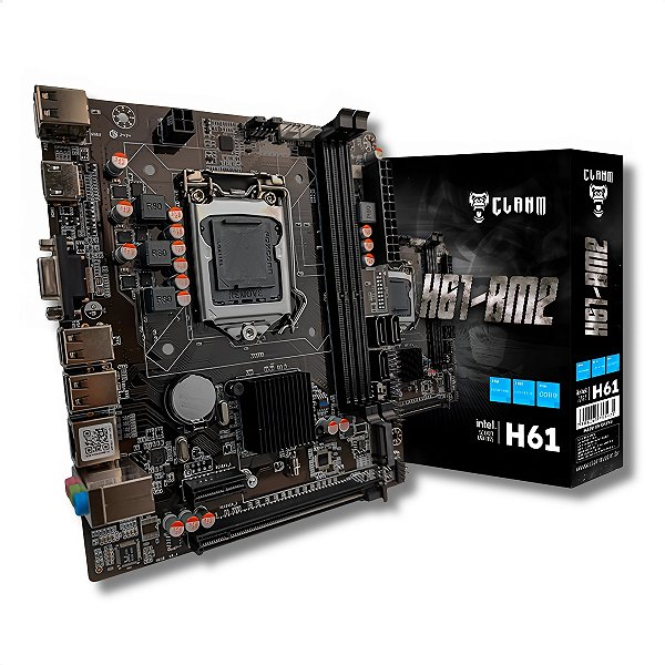 Placa-Mãe H61, Clanm, Intel LGA1155, mATX, DDR3, M.2, NVMe, Gigalan, Preto - H61-BM2