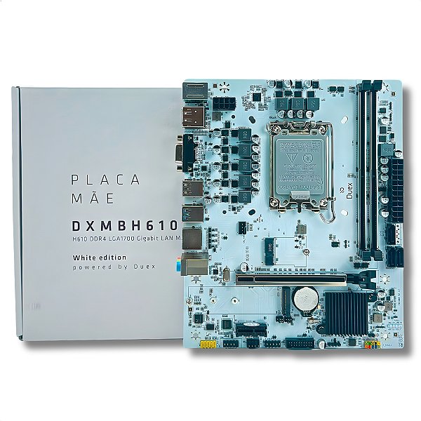 Placa-Mãe H610GW, Duex, Intel LGA1700, mATX, DDR4, M.2, NVMe, Gigalan, Branca - DXMBH610GW