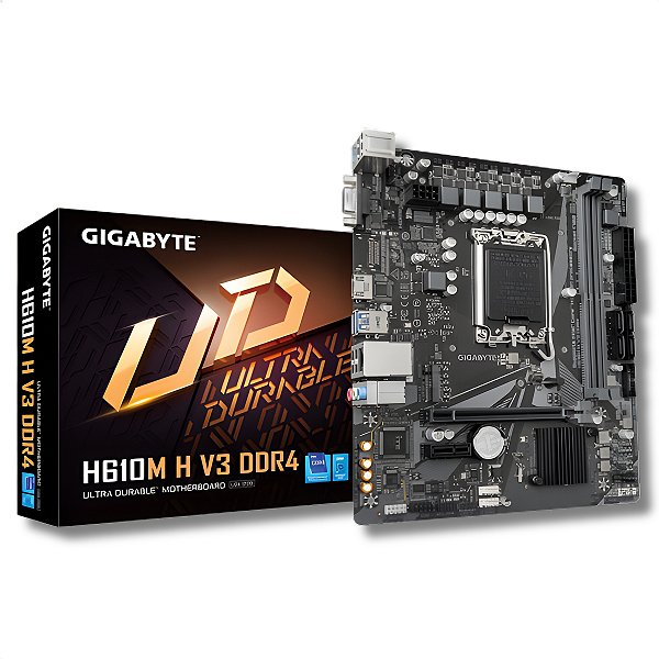 Placa-Mãe H610M-H, Gigabyte, Intel LGA1700, mATX, DDR4, M.2, NVMe, Gigalan, Preto - H610M H V3 DDR4