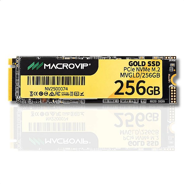 SSD NVMe, 256GB, Macrovip Gold, M.2 2280, Leitura: 2100MB/s, Gravação: 1500MB/s - MVGLD/256GB