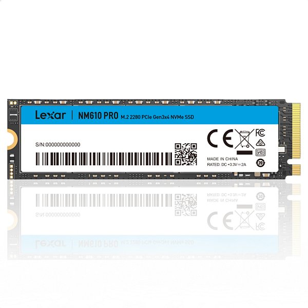 SSD NVMe, 500GB, Lexar NM610 PRO, M.2 2280, Leitura: 3.300MB/s, Gravação: 1.700MB/s - LNM610P500G-RNNNU