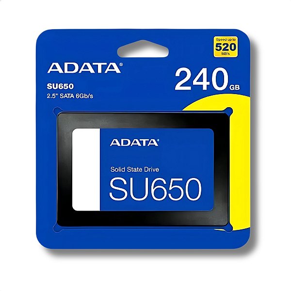 SSD SATA III, 240GB, Adata SU650, 2.5", Leitura: 520MB/s, Gravação: 450MB/s - ASU650SS-240GT-R
