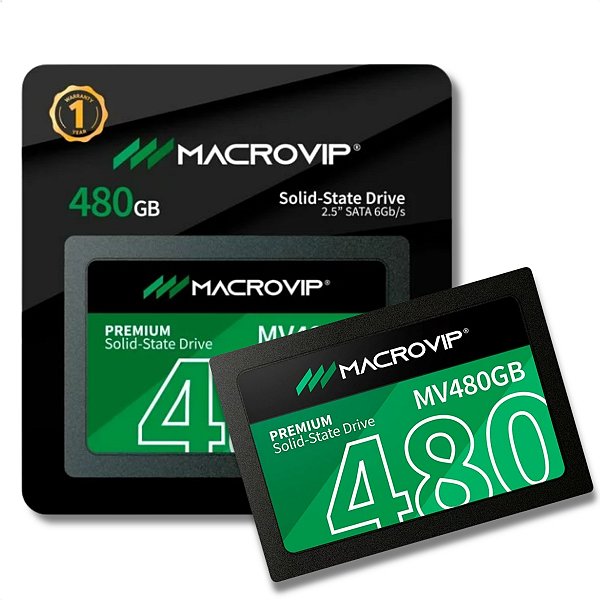 SSD SATA III, 480GB, 2.5", Macrovip, Leitura: 520MB/s, Gravação: 450MB/s, Preto - MV480GB