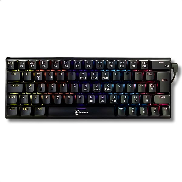 Teclado Mecânico Gamer 60%, Kalkan Loki, RGB, USB, Switch Marrom, Preto - KLK015