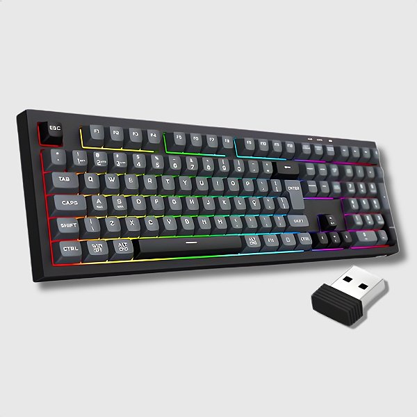 Teclado Sem Fio Membrana Gamer, Redragon CRUX PRO, RGB, 3-Modes, Anti-Ghosting, Preto - K518RGB-PRO-GB