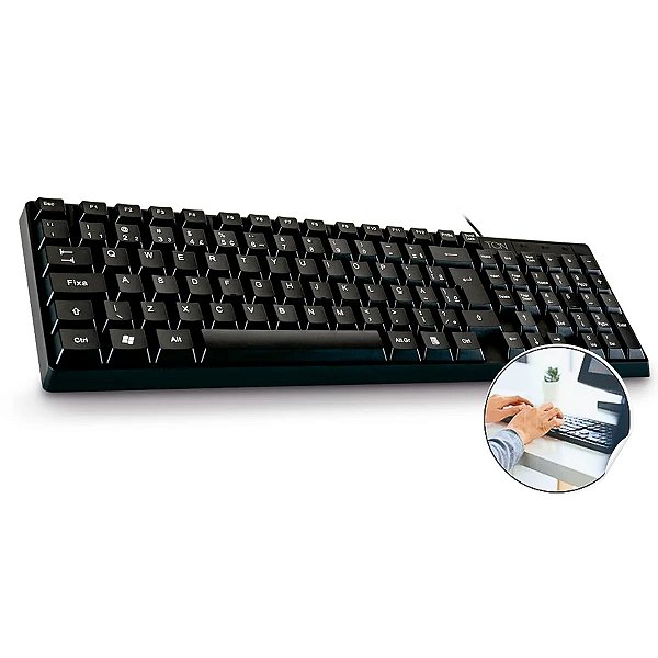 Teclado Slim Com Fio, TCN, ABNT2, USB, 130cm Cabo, Preto - GT950