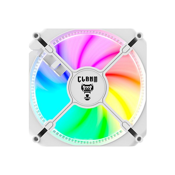 Ventoinha Cooler FAN (Kit Com 3 FAN), Clanm Snow, 120mm, Led RGB, 4 Pinos, Branco