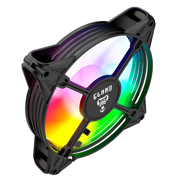 Ventoinha Cooler FAN, Clanm Eurus, 120mm, Led RGB, 4 Pinos + 5v3, Preto
