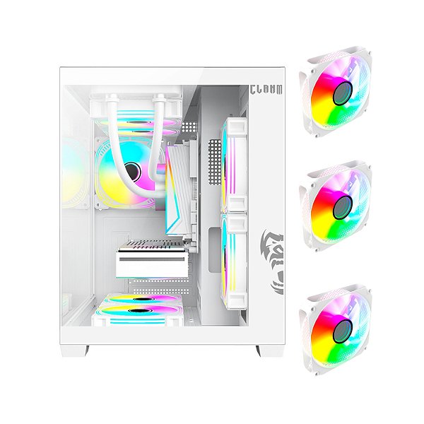 Gabinete Gamer Com 3 Fans, Clanm Snow, Micro-ATX/ITX, Branco