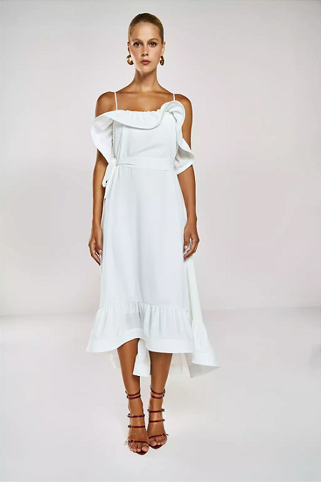 Vestido Rebeca Off White Elegante