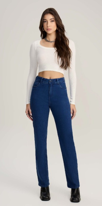 Calça Feminina Reta Alta Modeladora