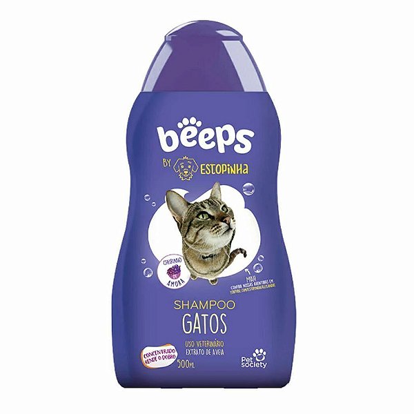 Shampoo Pet Society Beeps Estopinha Gatos Extrato de Aveia 500 ml