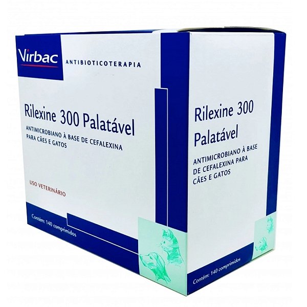 Rilexine 300 Palatável Virbac Antibiótico Cães e Gatos 140 compremidos