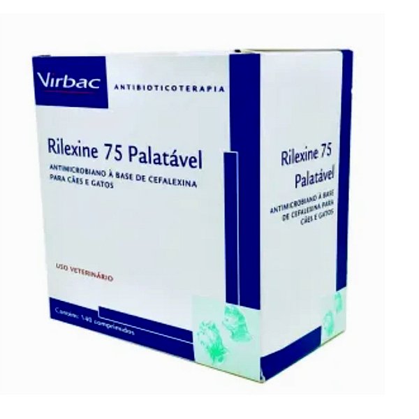 Rilexine 75mg Antimicrobiano para Cães e Gatos 140 comprimidos