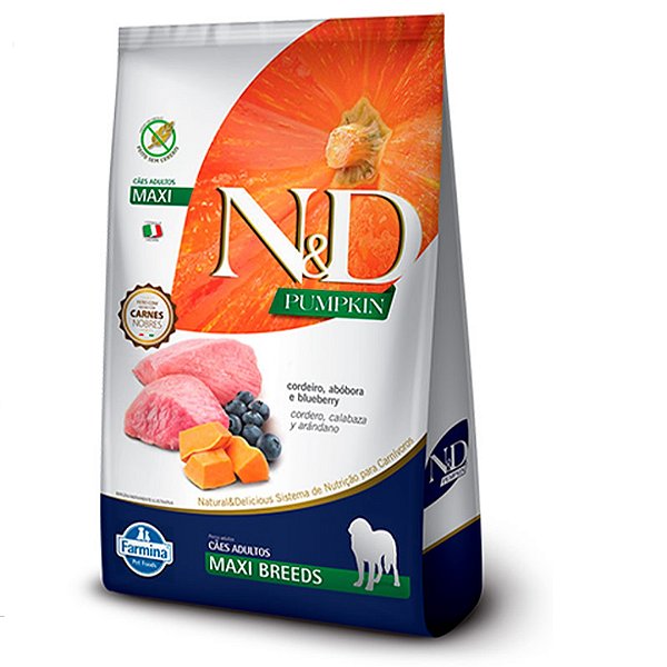 Ração N&D Pumpkin para Cães Adultos de Raças Grandes sabor Cordeiro 10,1kg