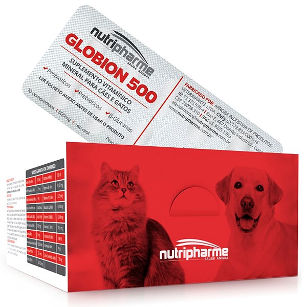 Suplemento Nutripharme Globion Pet 500g 50g para Cães e Gatos Cx Hosp.