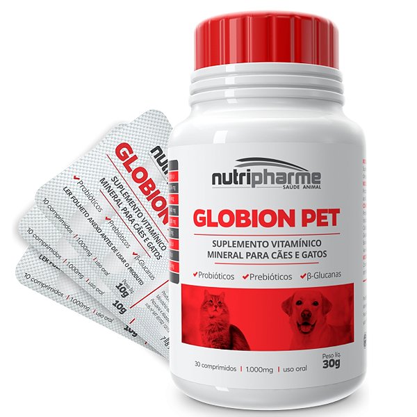 Suplemento Nutripharme Globion Pet 1000g 100g para Cães e Gatos Cx Hosp.