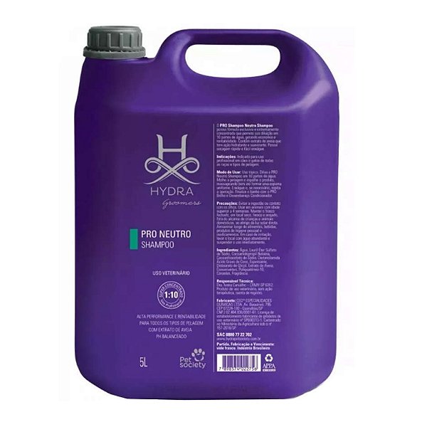 Hydra Groomers Pro Shampoo Neutro para cães e gatos